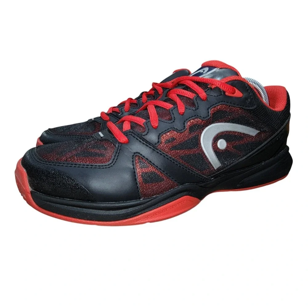 Head Revolt RVRD Men's Size 9.5 Black Red Indoor Court‎ Pickleball Tennis Shoes